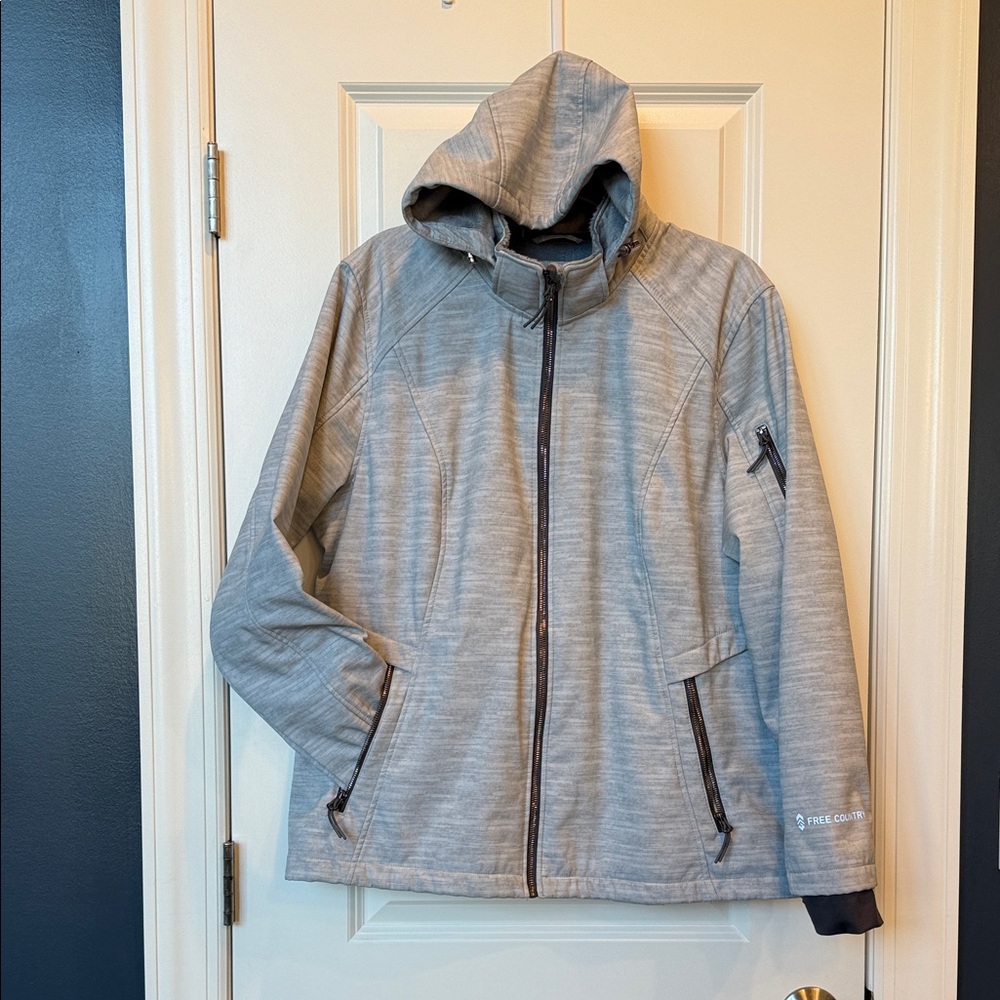 Free Country Women’s Gray Full Zip Hooded Jacket Size 1X